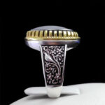 انگشتر حدید صینی نقره مردانه طرح دورطلایی آریافر + حکاکی‌‌‌ - Image 5