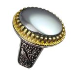 انگشتر حدید صینی نقره مردانه طرح دورطلایی آریافر + حکاکی‌‌‌