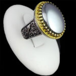 انگشتر حدید صینی نقره مردانه طرح دورطلایی آریافر + حکاکی‌‌‌ - Image 6