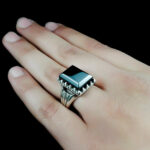 انگشتر حدید صینی نقره مردانه طرح مستطیلی صمد + حکاکی‌‌‌ - Image 4