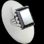 انگشتر حدید صینی نقره مردانه طرح مستطیلی صمد + حکاکی‌‌‌