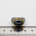 انگشتر حدید صینی نقره مردانه طرح دورطلایی شروین + حکاکی‌‌‌ - Image 3