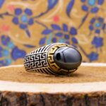 انگشتر حدید صینی نقره مردانه طرح دورطلایی شروین + حکاکی‌‌‌ - Image 4