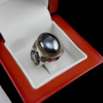 انگشتر حدید صینی نقره مردانه طرح فانتزی یا علی (ع) + حکاکی‌‌‌ - Image 2