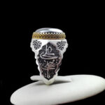 انگشتر حدید صینی نقره مردانه طرح فانتزی یا علی (ع) + حکاکی‌‌‌ - Image 4