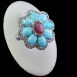 انگشتر نقره زنانه چندنگین اصل طرح سیمینه