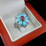 انگشتر نقره زنانه چندنگین اصل طرح سیمینه - Image 4