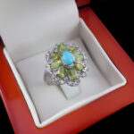 انگشتر نقره زنانه چندنگین اصل طرح شمسه - Image 3