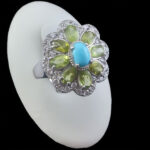 انگشتر نقره زنانه چندنگین اصل طرح شمسه