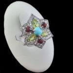 انگشتر نقره زنانه چندنگین اصل طرح شمشاد