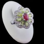 انگشتر نقره زنانه چندنگین اصل طرح فاخر شمین