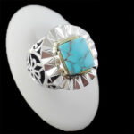 انگشتر نقره فیروزه نیشابوری فاخر دست ساز مردانه طرح ماکان