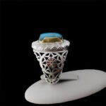 انگشتر نقره فیروزه نیشابوری فاخر دست ساز مردانه طرح ماکان - Image 2