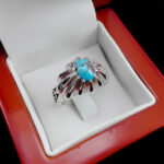 انگشتر نقره فیروزه نیشابوری دست ساز مردانه طرح نریمان - Image 4