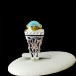 انگشتر نقره فیروزه نیشابوری فاخر دست ساز مردانه طرح هیرمان - Image 5