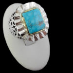 انگشتر نقره فیروزه نیشابوری فاخر دست ساز مردانه طرح کاووس