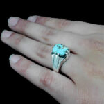 انگشتر نقره فیروزه نیشابوری دست ساز مردانه طرح لهراسب - Image 2