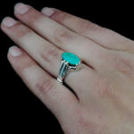 انگشتر نقره فیروزه نیشابوری دست ساز مردانه طرح مانی - Image 4