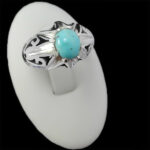 انگشتر نقره فیروزه نیشابوری دست ساز مردانه طرح ماهان