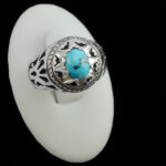 انگشتر نقره فیروزه نیشابوری دست ساز مردانه طرح مرداس