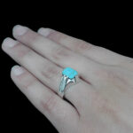 انگشتر نقره فیروزه نیشابوری دست ساز مردانه طرح مهرگان - Image 5