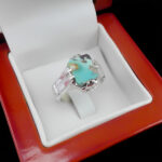 انگشتر نقره فیروزه نیشابوری دست ساز مردانه طرح نکیسا - Image 5