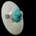 انگشتر نقره فیروزه نیشابوری دست ساز مردانه طرح هامون