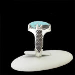 انگشتر نقره فیروزه نیشابوری دست ساز مردانه طرح هامون - Image 2