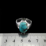 انگشتر نقره فیروزه نیشابوری دست ساز مردانه طرح هامون - Image 3