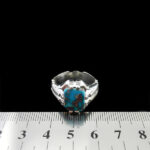 انگشتر نقره فیروزه نیشابوری دست ساز مردانه طرح هرمز - Image 5