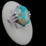 انگشتر نقره فیروزه نیشابوری دست ساز مردانه طرح کیاوش