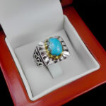 انگشتر نقره فیروزه نیشابوری دست ساز مردانه طرح کیا - Image 4