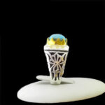 انگشتر نقره فیروزه نیشابوری دست ساز مردانه طرح کیا - Image 5