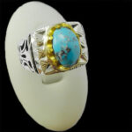 انگشتر نقره فیروزه نیشابوری دست ساز مردانه طرح گودرز