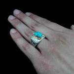 انگشتر نقره فیروزه نیشابوری دست ساز مردانه طرح گودرز - Image 3