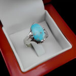 انگشتر نقره فیروزه نیشابوری دست ساز مردانه طرح مزدک - Image 4