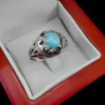 انگشتر نقره فیروزه نیشابوری فاخر دست ساز مردانه طرح مهبد - Image 4