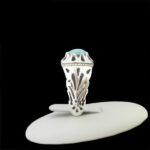 انگشتر نقره فیروزه نیشابوری فاخر دست ساز مردانه طرح مهبد - Image 5