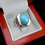 انگشتر نقره فیروزه نیشابوری فاخر دست ساز مردانه طرح مهداد - Image 4