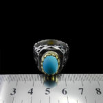 انگشتر نقره فیروزه نیشابوری فاخر دست ساز مردانه طرح مهداد - Image 2