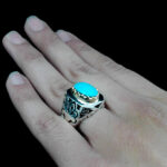 انگشتر نقره فیروزه نیشابوری فاخر دست ساز مردانه طرح مهداد - Image 3