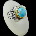 انگشتر نقره فیروزه نیشابوری فاخر دست ساز مردانه طرح نوژن