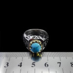 انگشتر نقره فیروزه نیشابوری فاخر دست ساز مردانه طرح نوژن - Image 2