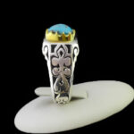 انگشتر نقره فیروزه نیشابوری فاخر دست ساز مردانه طرح میثم - Image 5