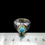 انگشتر نقره فیروزه نیشابوری فاخر دست ساز مردانه طرح میثم - Image 2