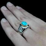 انگشتر نقره فیروزه نیشابوری فاخر دست ساز مردانه طرح میثم - Image 3