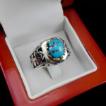 انگشتر نقره فیروزه نیشابوری فاخر دست ساز مردانه طرح میثم - Image 4