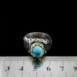 انگشتر نقره فیروزه نیشابوری فاخر دست ساز مردانه طرح ونداد - Image 3