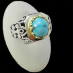 انگشتر نقره فیروزه نیشابوری فاخر دست ساز مردانه طرح ونداد