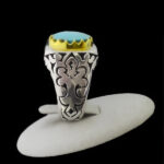 انگشتر نقره فیروزه نیشابوری فاخر دست ساز مردانه طرح هورمرد - Image 5